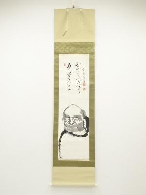大徳寺太田晦巌筆　達磨画賛　肉筆紙本掛軸（保護箱）